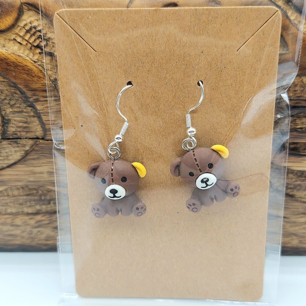 3D Cute Teddy Bear Earrings Kawaii Anime